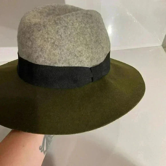 Target 100% Wool Fedora Colorblock Hat Green & Gray - Picture 8 of 8